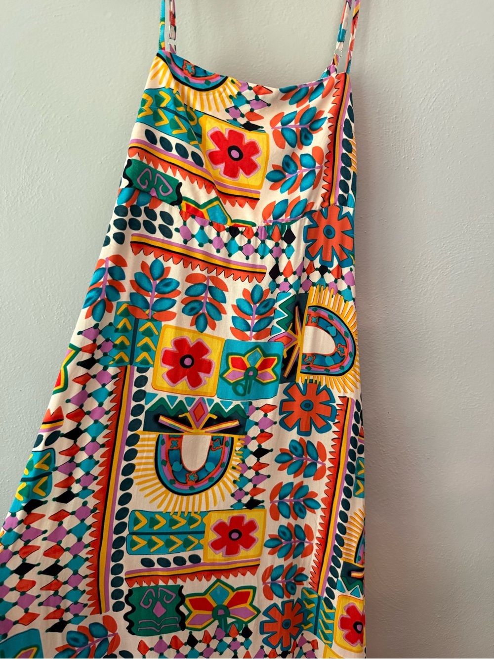 Vibrant Multicolor Floral Maxi Dress with Spaghetti Straps - Picture 4 of 5